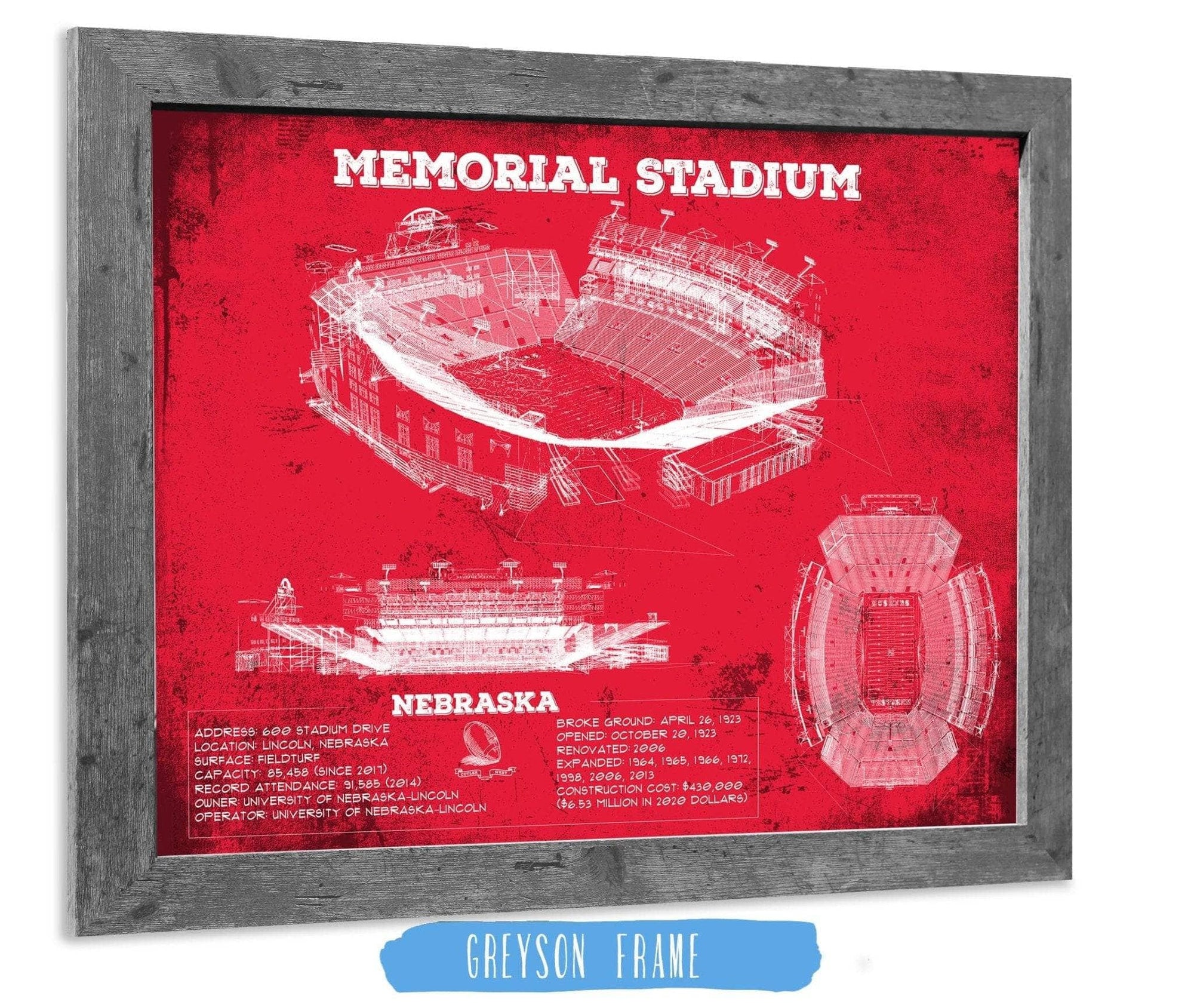 Cutler West College Football Collection Memorial Stadium (Lincoln) Nebraska Cornhuskers Team