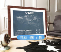 Cutler West College Football Collection 14" x 11" / Walnut Frame & Mat Utah Utes Wall Art - Vintage Rice–Eccles StadiumBlueprint Art Print 750783423_5609