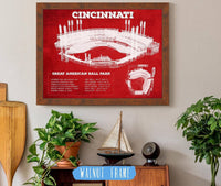 Cutler West Baseball Collection 14" x 11" / Walnut Frame Great American Ballpark - Vintage Cincinnati Reds Baseball Print 694504919_63127