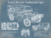 Cutler West Land Rover Collection 14" x 11" / Unframed Land Rover Defender 90 Blueprint Vintage Auto Patent Print 933311069
