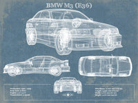 Cutler West Vehicle Collection 14" x 11" / Unframed BMW M3 (E36) Vintage Blueprint Auto Print 833110078_47681