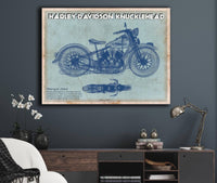 Cutler West Harley-Davidson Knucklehead Blueprint Motorcycle Patent Print