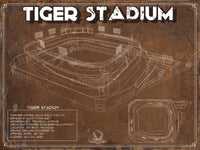 Cutler West Baseball Collection 14" x 11" / Unframed Vintage Tiger Stadium Baseball Detroit Tigers Print 737213718-14"-x-11"23542