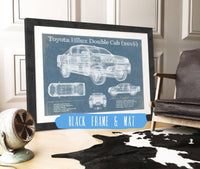 Cutler West 14" x 11" / Black Frame & Mat Toyota Hilux Double Cab (2016) Vintage Blueprint Auto Print 845000208-14"-x-11"6861