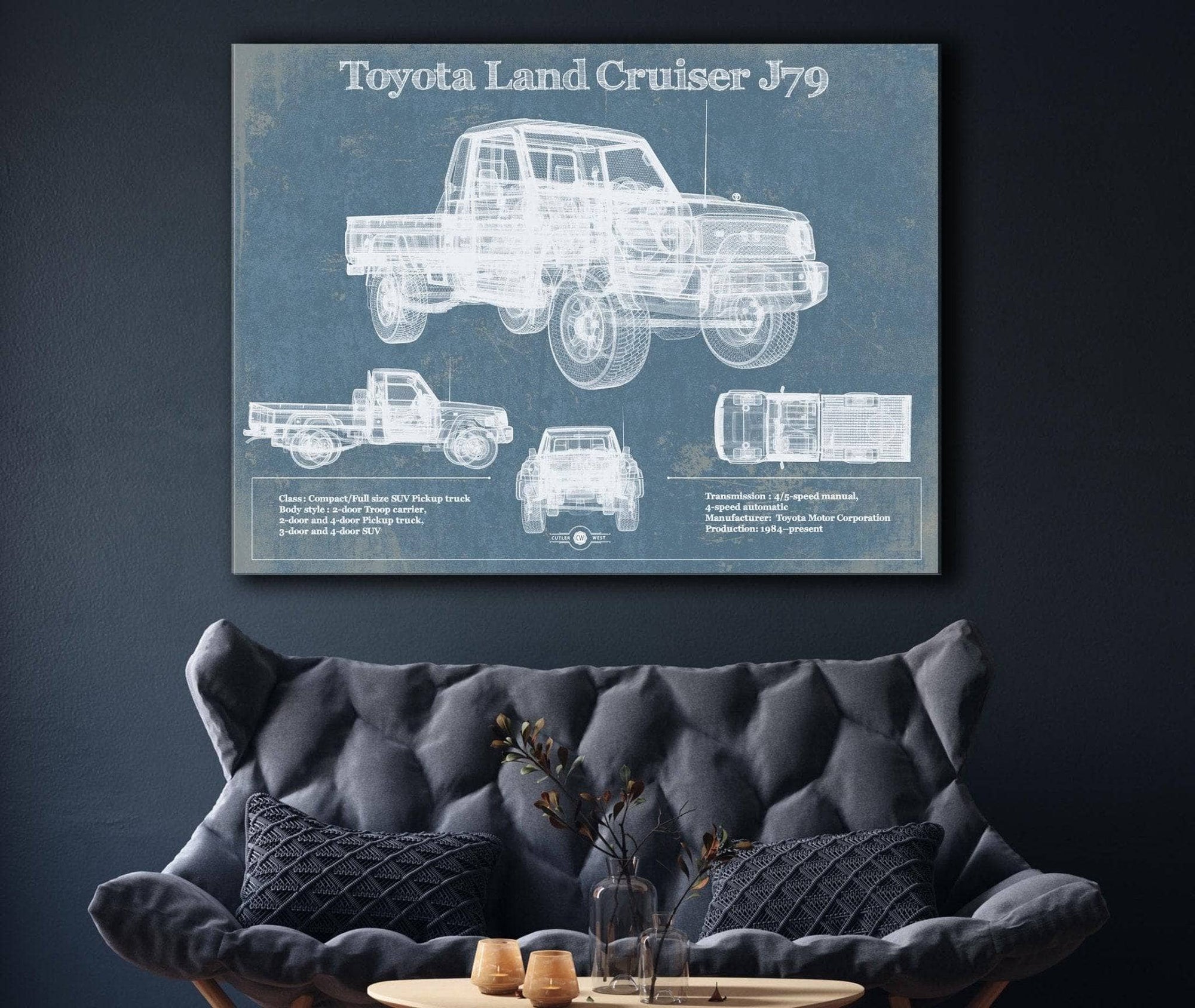 Cutler West Toyota Collection Toyota Land Cruiser J79 Blueprint Vintage Auto Print