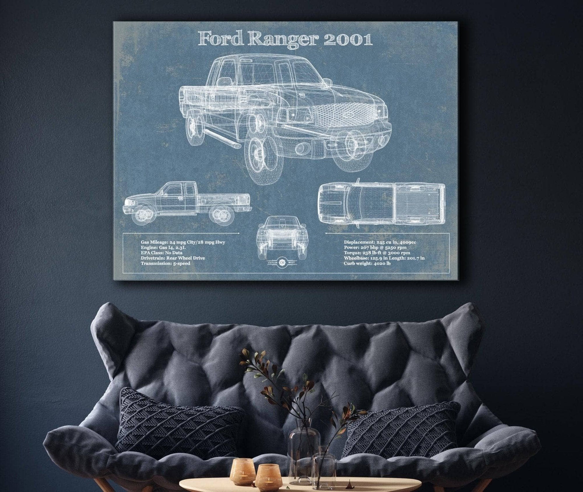 Cutler West Ford Collection Ford Ranger 2001 Blueprint Vintage Auto Print