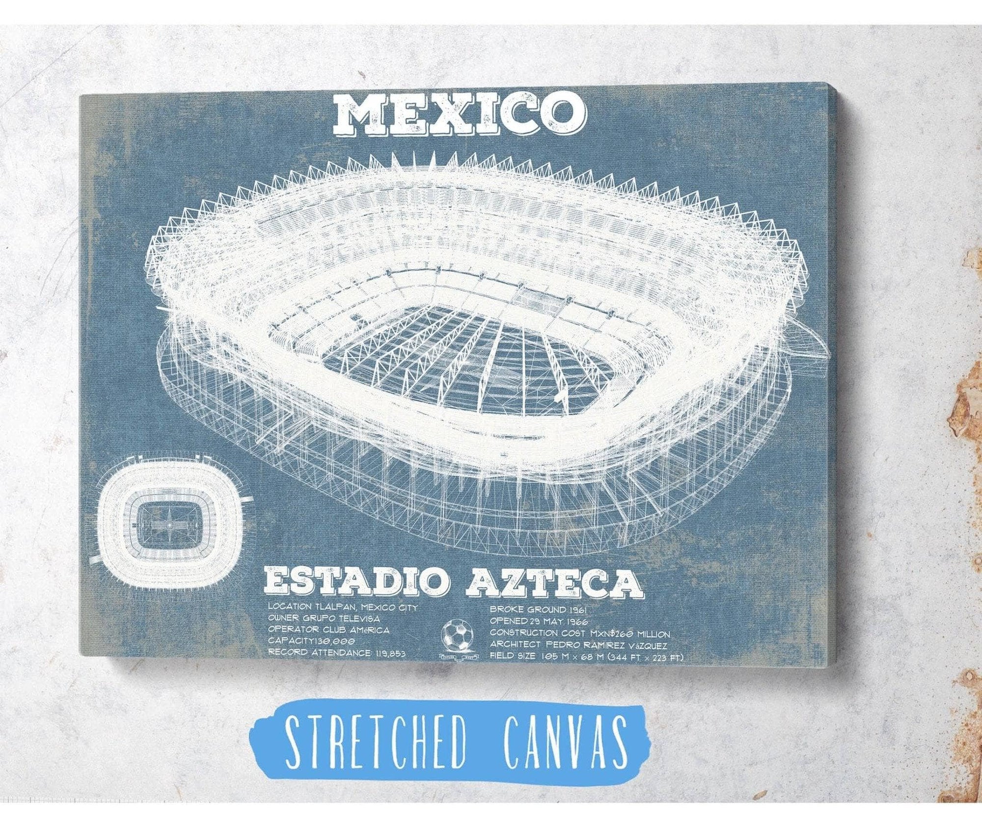 Cutler West Soccer Collection Mexico Football - Vintage Estadio Azteca Stadium Soccer Print