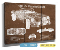 Cutler West Ferrari Collection 48" x 32" / 3 Panel Canvas Wrap 1960 Ferrari 250 Vintage Blueprint Auto Print 933350034_10143