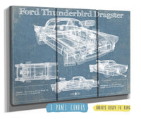 Cutler West Ford Collection 48" x 32" / 3 Panel Canvas Wrap Ford Thunderbird Dragster Blueprint Vintage Auto Print 833447927_67085