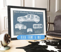 Cutler West Ford Collection 14" x 11" / Black Frame & Mat Ford Mustang Mach-E 2020 Blueprint Vintage Auto Print 890461895_11674