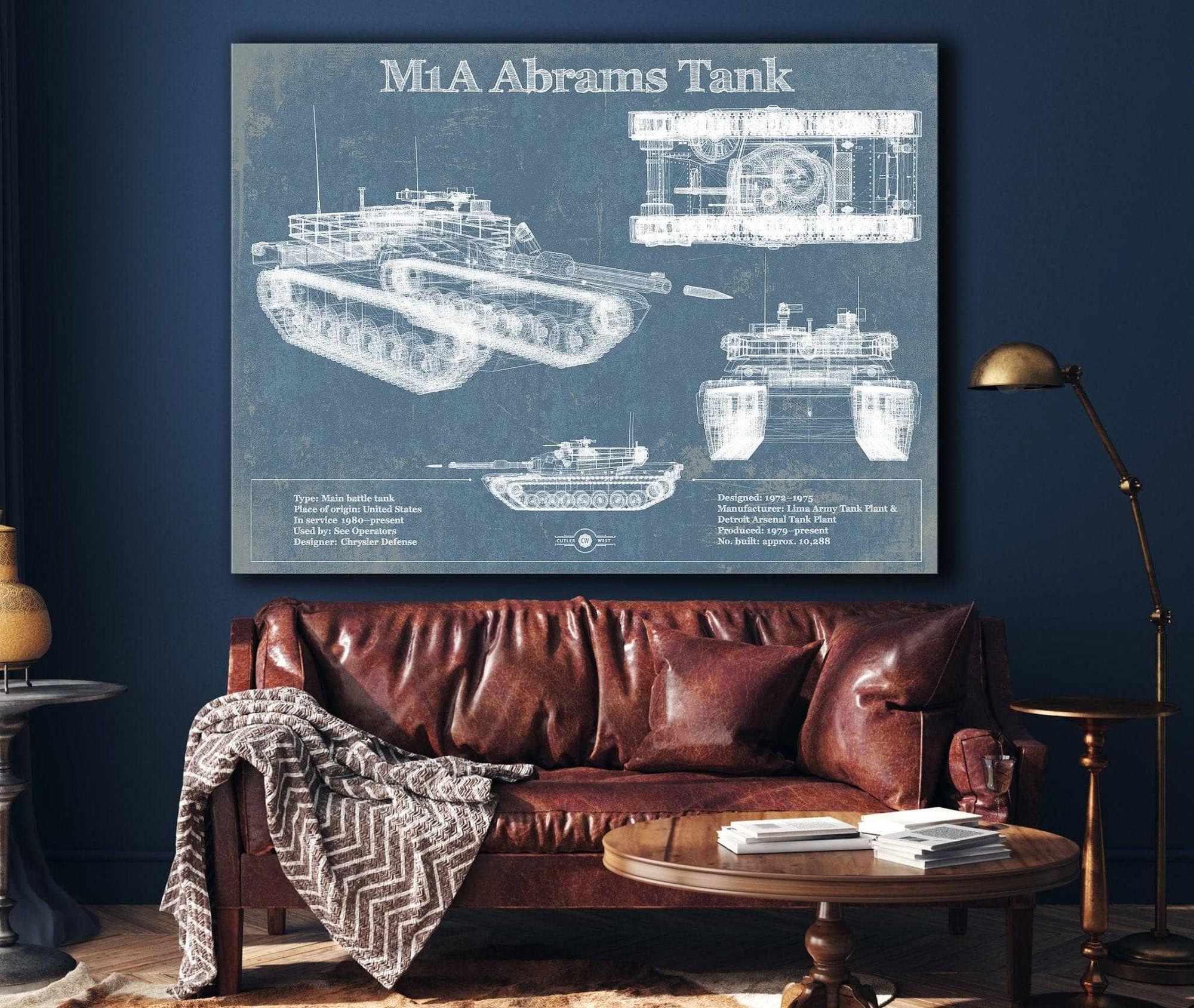 Cutler West Military Weapons Collection M1A Abrams Tank Vintage Blueprint Print