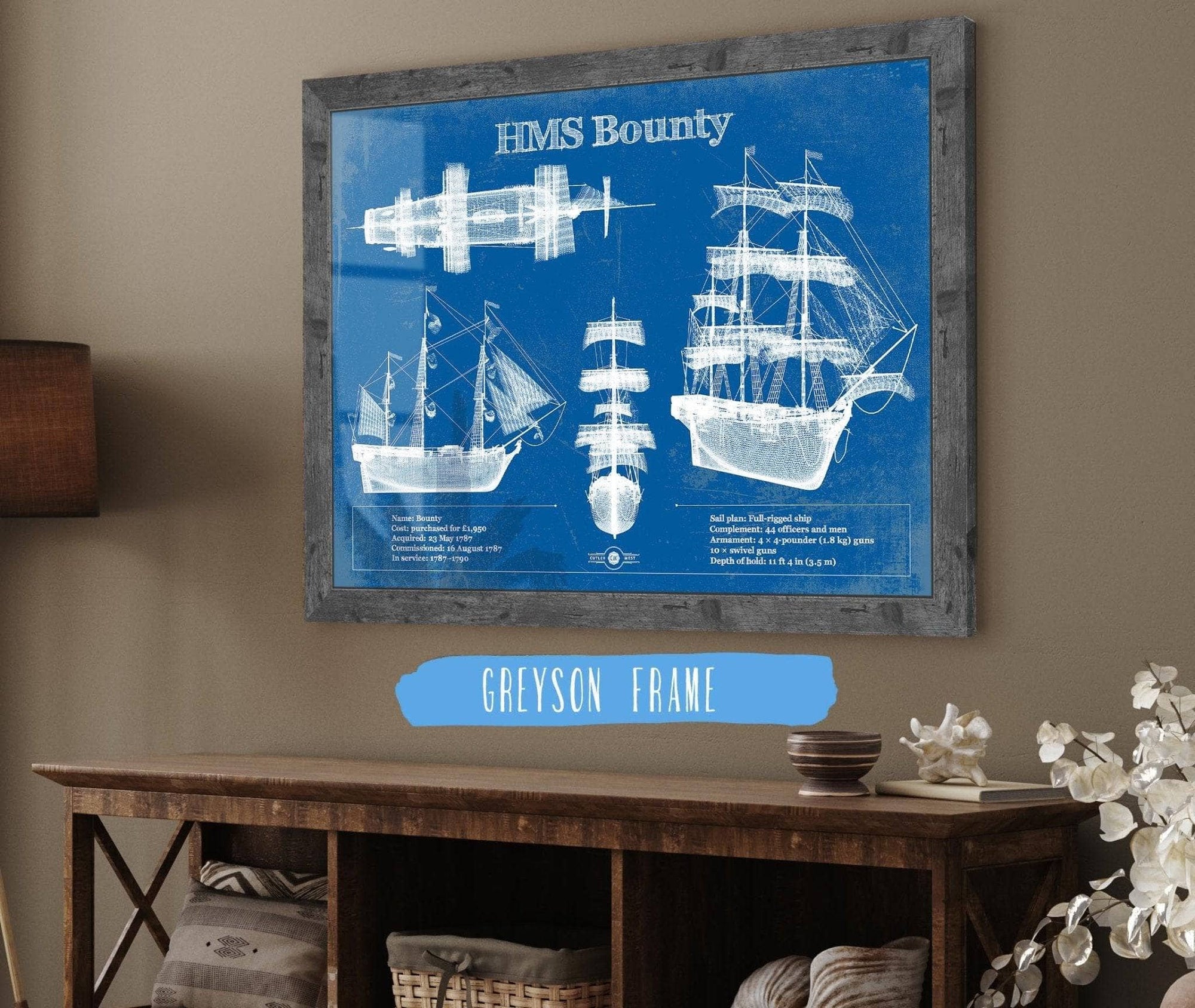 Cutler West HM Armed Vessel Bounty Blueprint Original Wall Art