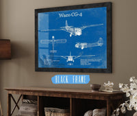 Cutler West 14" x 11" / Black Frame Waco CG-4 Military Aircraft Patent Blueprint Original Military Wall Art 933350088-14"-x-11"4485