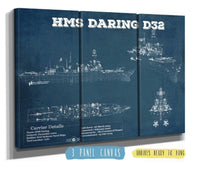 Cutler West HMS Daring (D32) Blueprint Original Military Wall Art - Customizable