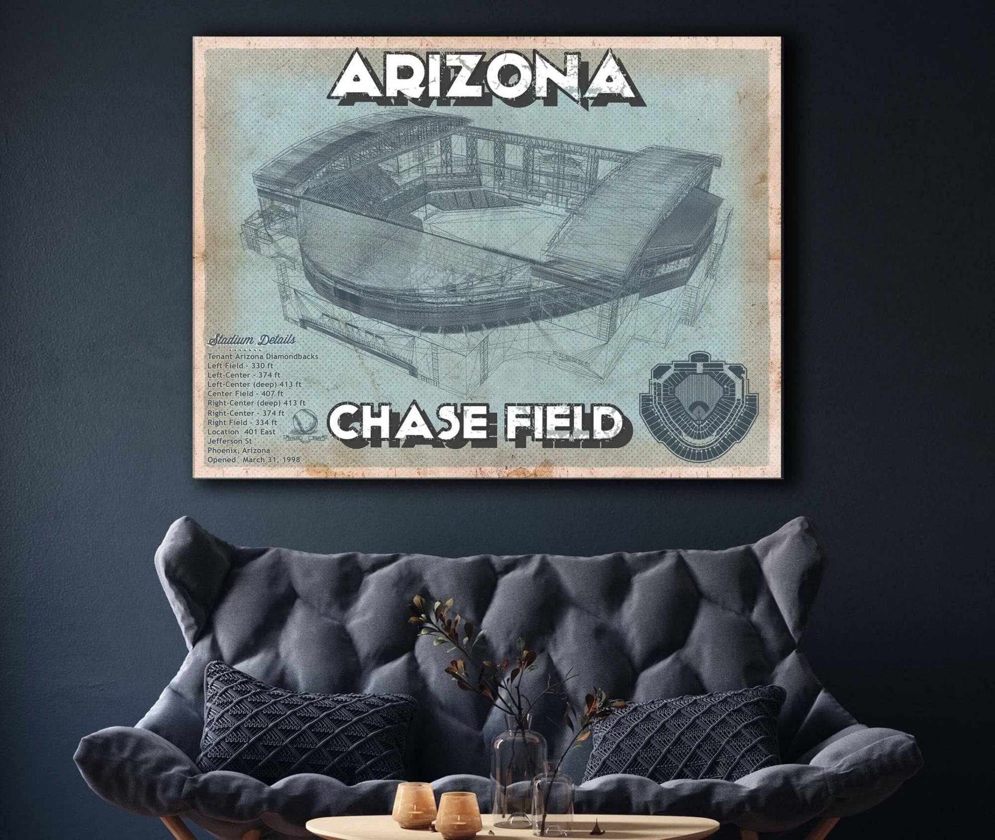 Cutler West Baseball Collection Arizona Diamondbacks - Chase Field Vintage Baseball Fan Print
