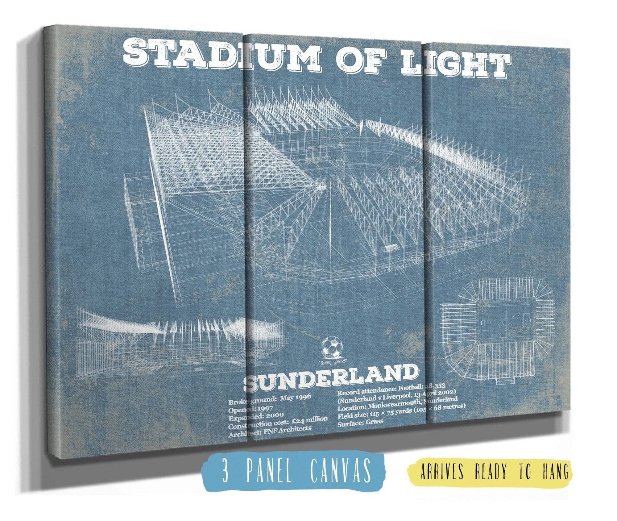 Cutler West Soccer Collection 48" x 32" / 3 Panel Canvas Wrap Sunderland AFC Stadium Of Light Soccer Print 845000162_31100