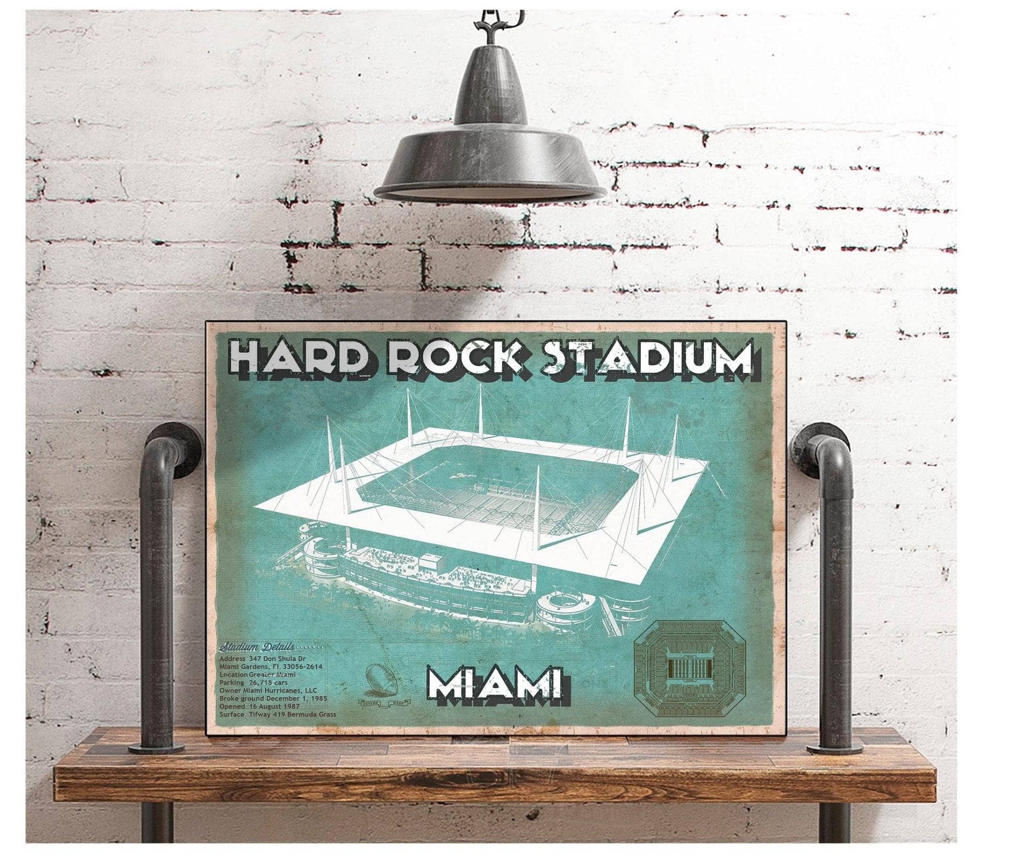 Cutler West Pro Football Collection Miami Dolphins Hard Rock Stadium - Vintage Football Print