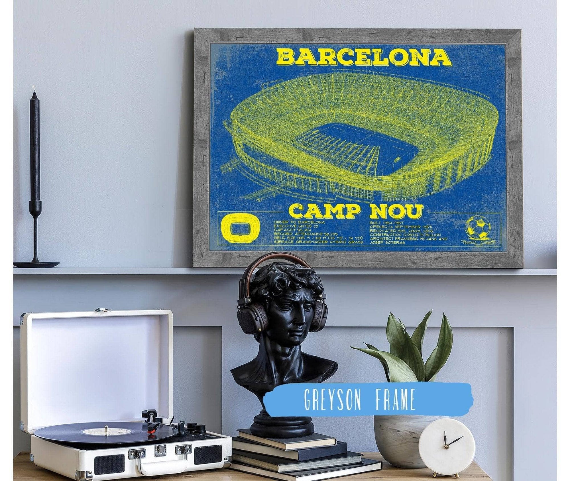 Cutler West Soccer Collection Vintage FC Barcelona Camp Nou Team Color Stadium Soccer Print