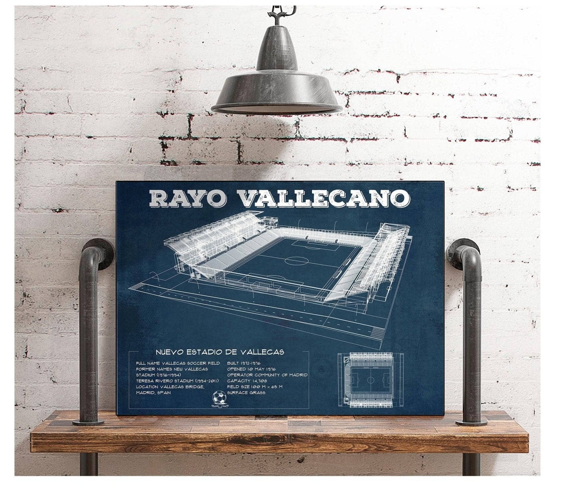 Cutler West Soccer Collection Vallecas Soccer Field - Rayo Blueprint Vintage Soccer Print