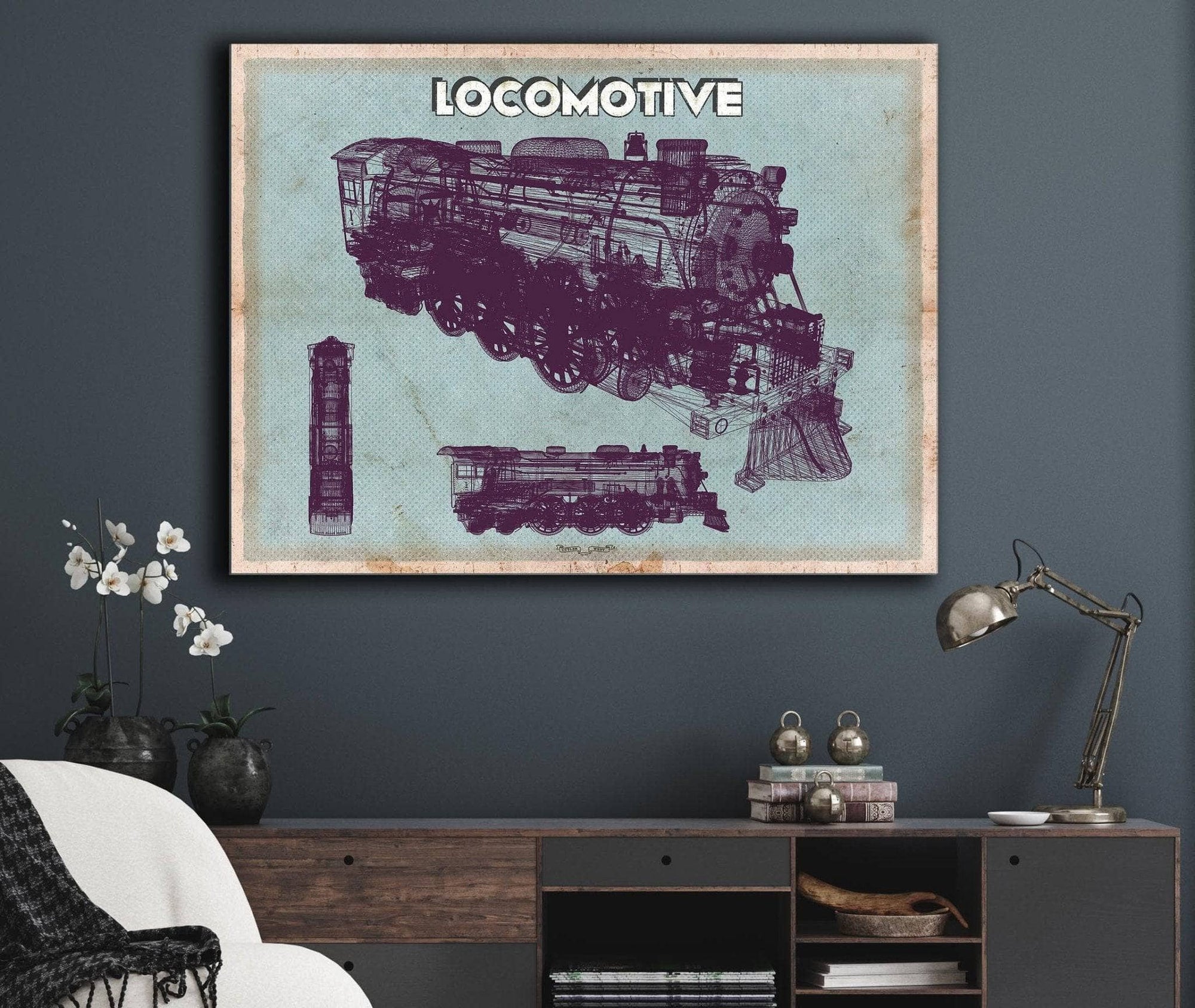 Cutler West Locomotive Vintage Train Print