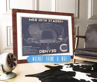 Cutler West Pro Football Collection 14" x 11" / Walnut Frame & Mat Denver Broncos Vintage Sports Authority Field - Vintage Football Print 635800348-TOP_55473