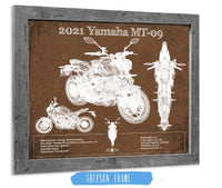 Cutler West 2021 Yamaha Mt 09 Vintage Blueprint Auto Print