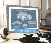 Cutler West Mercedes Benz Collection 14" x 11" / Greyson Frame & Mat Mercedes Benz X Class Blueprint Vintage Auto Print 845000280_19524