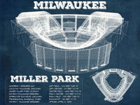 Cutler West Baseball Collection 14" x 11" / Unframed Milwaukee Brewers Miller Park Seating Chart - Vintage Baseball Fan Print 746303541_73727
