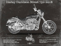 Cutler West 14" x 11" / Unframed Harley-Davidson Street 750 2018 Motorcycle Patent Print 845000223_64246