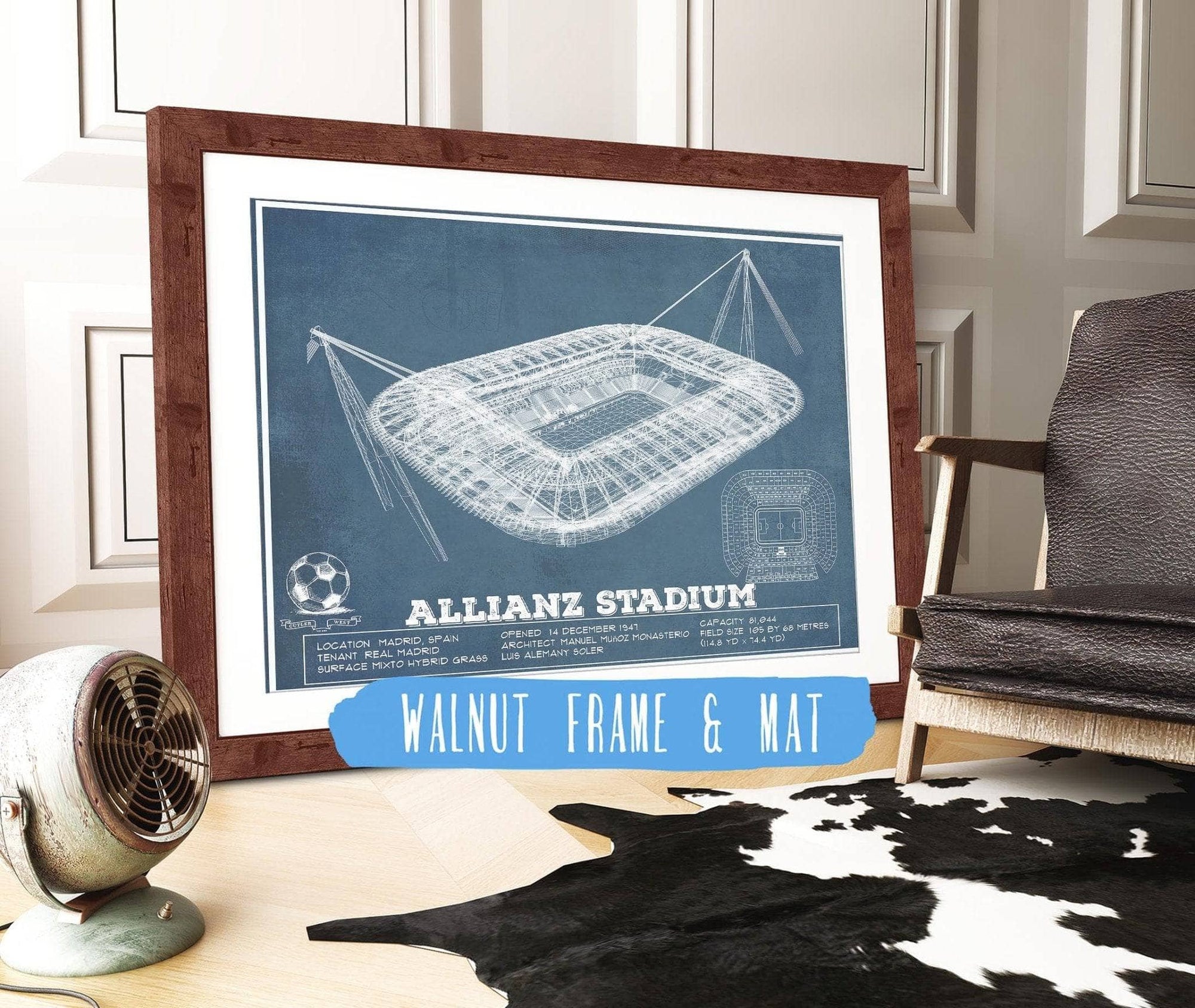 Cutler West Soccer Collection 14" x 11" / Walnut Frame & Mat Juventus Football Club Allianz Stadium Stadium Soccer Print 933350149_56397