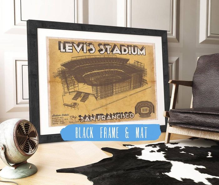 Cutler West Pro Football Collection 14" x 11" / Black Frame & Mat Vintage San Francisco 49ers - Levi's Stadium NFL Print 715780399-14"-x-11"75113