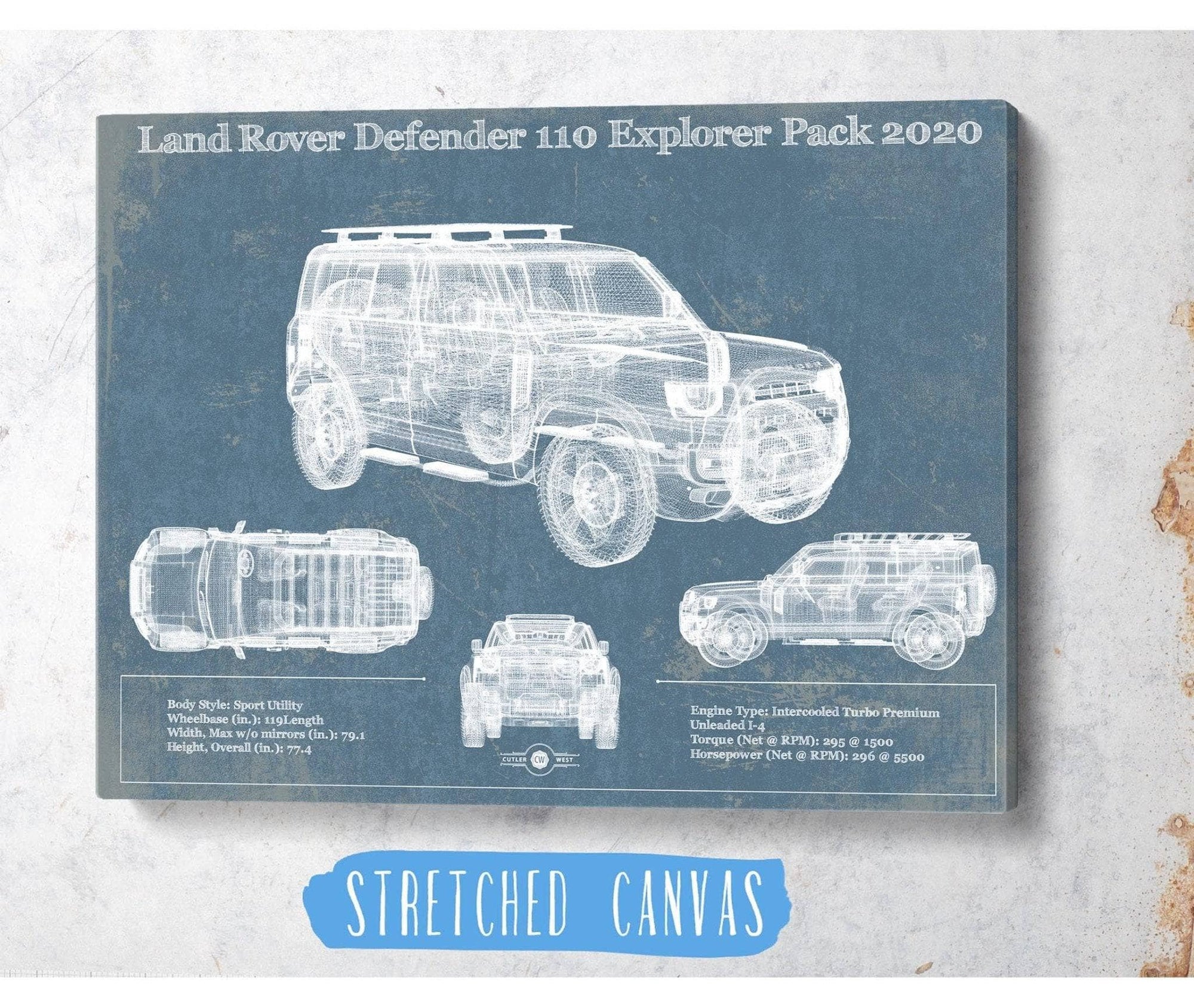 Cutler West Land Rover Collection Land Rover Defender 110 Explorer Pack Vintage Blueprint Auto Print