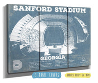 Cutler West College Football Collection 48" x 32" / 3 Panel Canvas Wrap Georgia Bulldogs Football - Sanford Stadium Vintage Football Blueprint Art Print 933311053-TOP