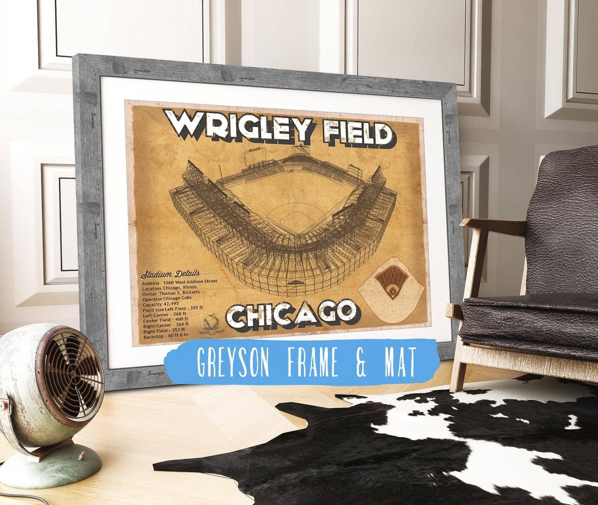 Cutler West 14" x 11" / Greyson Frame & Mat Wrigley Field Print - Chicago Cubs Baseball Print 703108870-14"-x-11"6801