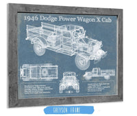 Cutler West Dodge Collection 14" x 11" / Greyson Frame 1946 Dodge Power Wagon X Cab Vintage Blueprint Auto Print 933311016_33235