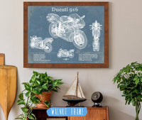 Cutler West 14" x 11" / Walnut Frame Ducati 916 Blueprint Motorcycle Patent Print 887772823_57914