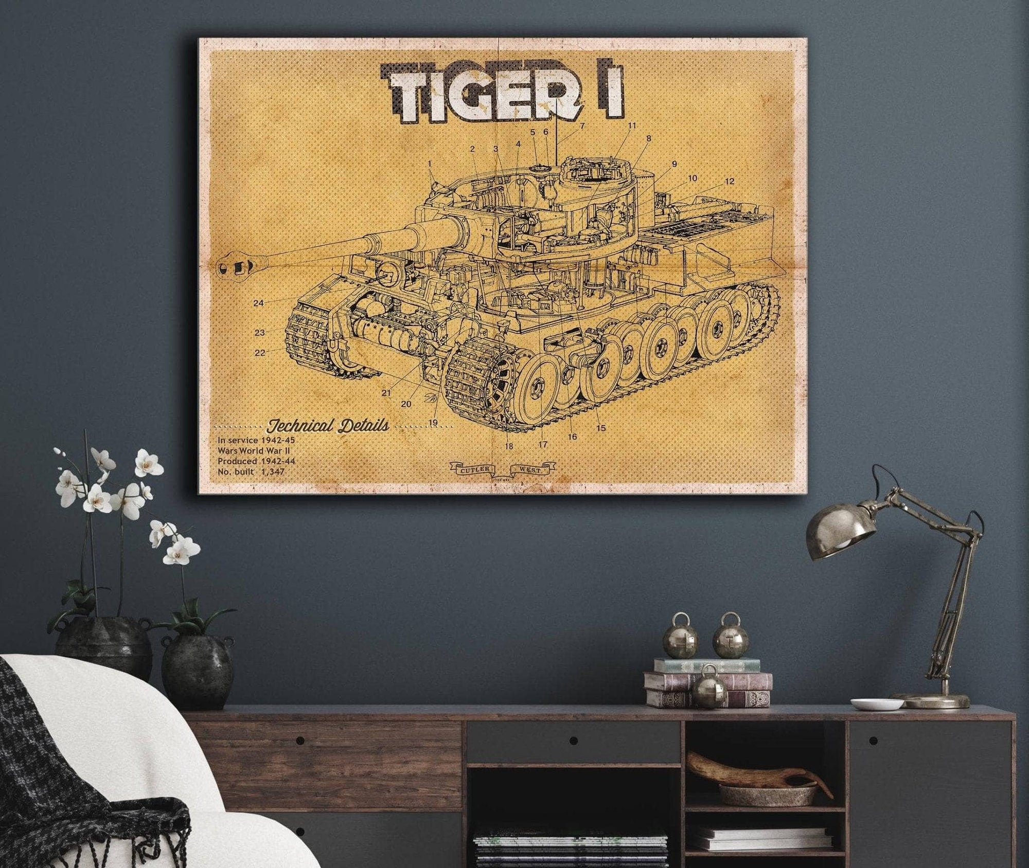 Cutler West Tiger I Vintage German Tank Military Print