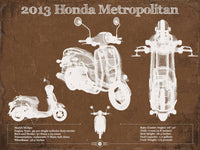 Cutler West Vehicle Collection 14" x 11" / Unframed 2013 Honda Metropolitan Vintage Blueprint Auto Print 933350045_40487