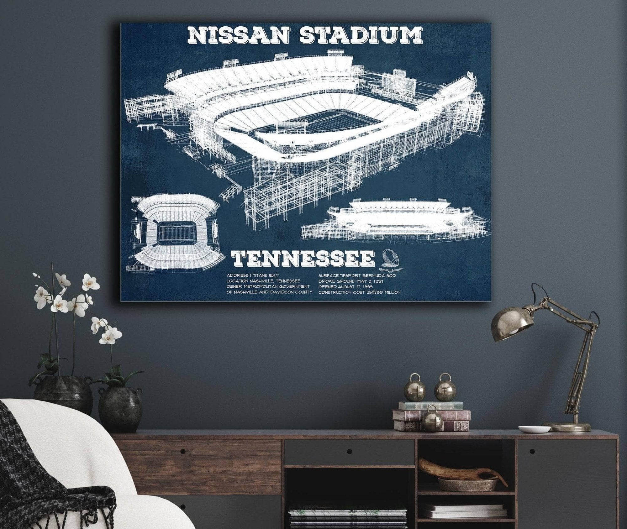 Cutler West Pro Football Collection Tennessee Titans Nissan Stadium - Vintage Football Print