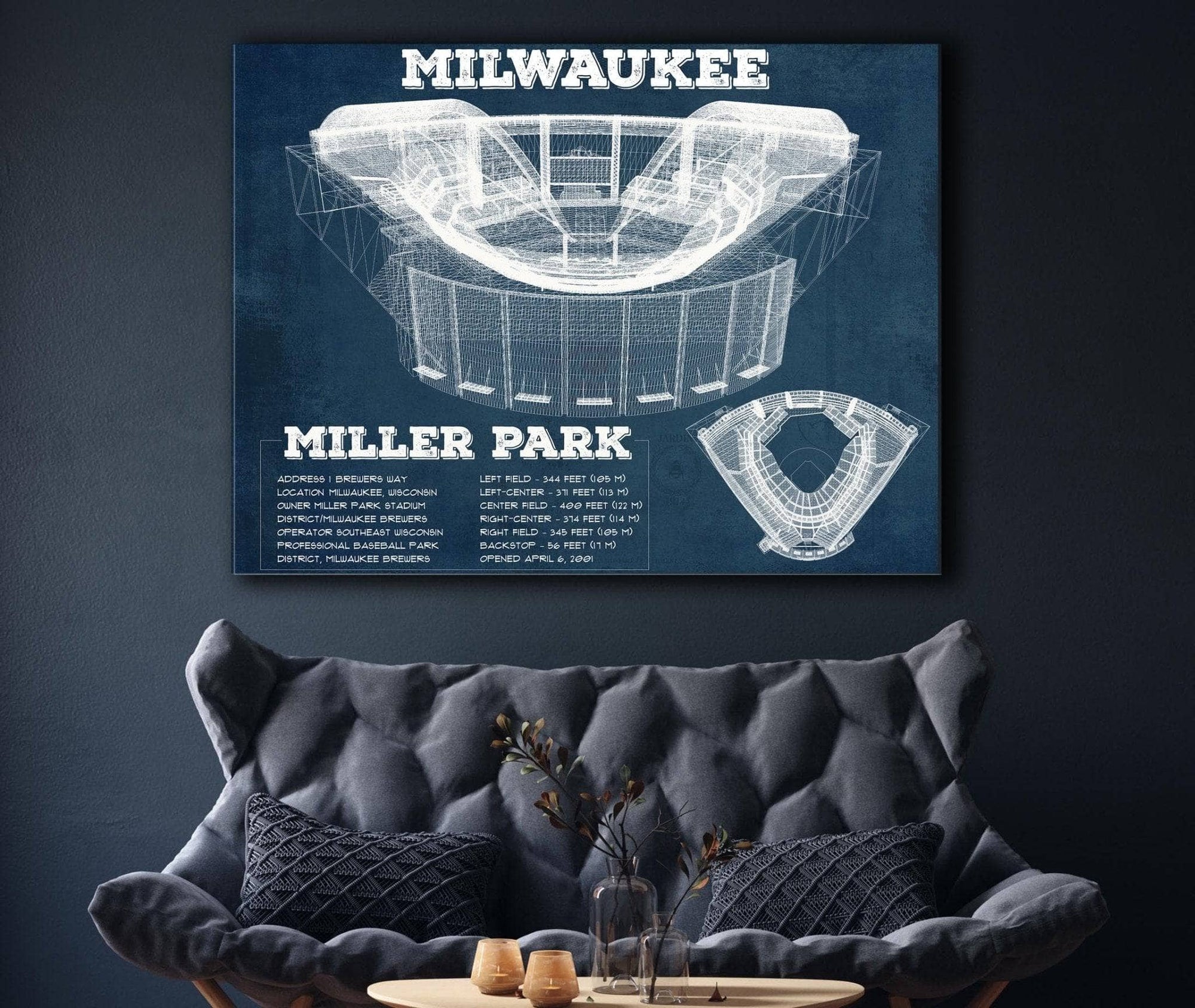 Milwaukee Brewers Miller Park Seating Chart Vintage Baseball Fan Pri
