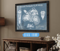 Cutler West 14" x 11" / Black Frame Ducati Panigale V4 R 2019 Vintage Blueprint Motorcycle Patent Print 845000222_61410