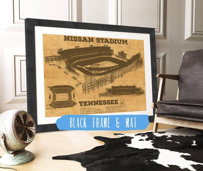Cutler West Pro Football Collection 14" x 11" / Black Frame & Mat Tennessee Titans Nissan Stadium - Vintage Football Print 723978276_71089