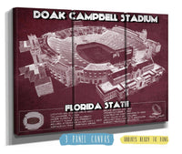 Cutler West College Football Collection 48" x 32" / 3 Panel Canvas Wrap Florida State Seminoles - Doak Campbell Stadium Vintage FSU College Football Art Print 704265414_55189