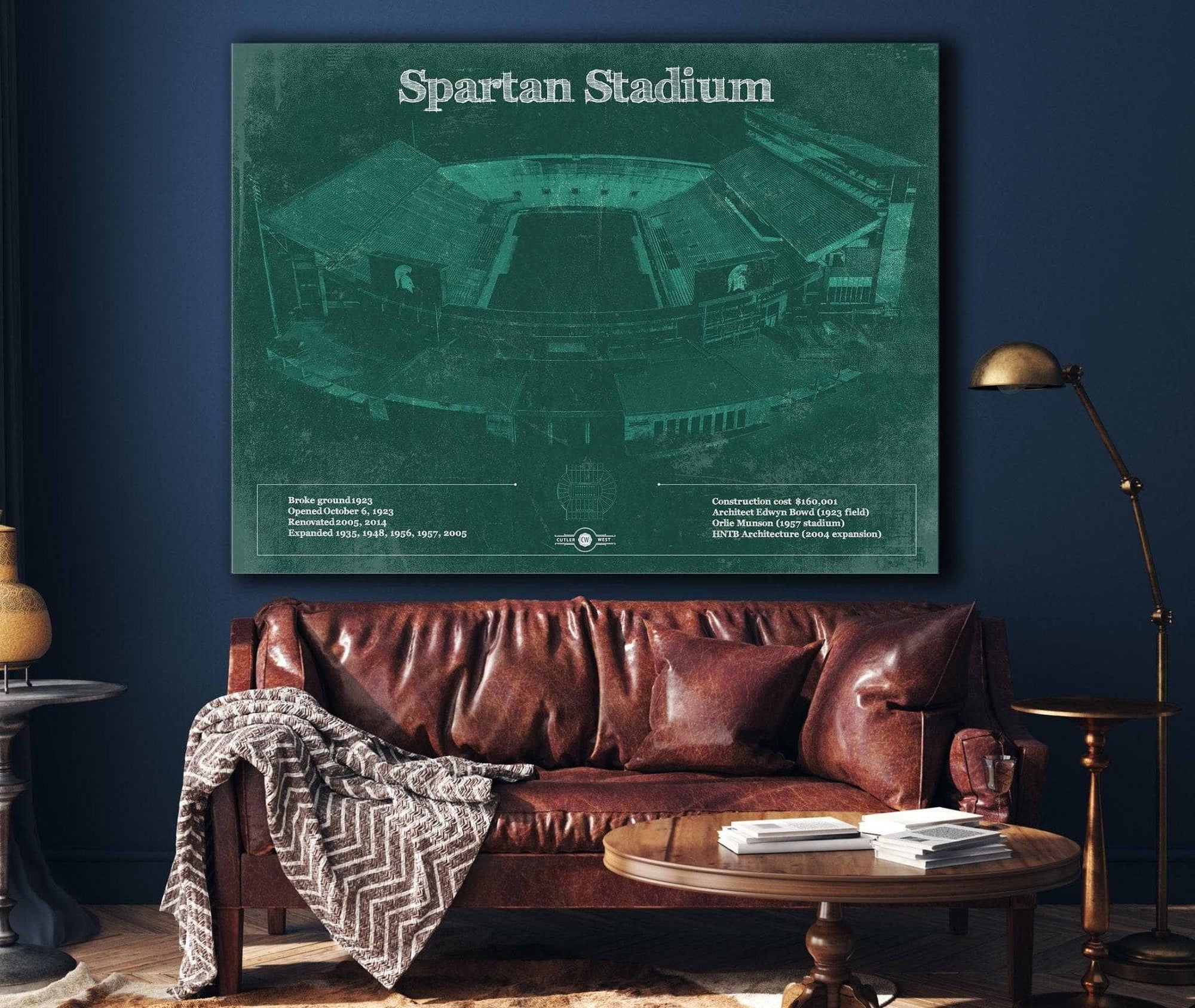 Cutler West College Football Collection Michigan State Spartans - Spartan Stadium Vintage Football Team Art