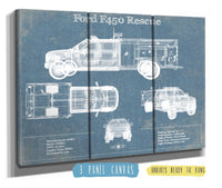 Cutler West Ford Collection 48" x 32" / 3 Panel Canvas Wrap Ford F450 Rescue Vehicle Vintage Blueprint Auto Print 933311032_54991