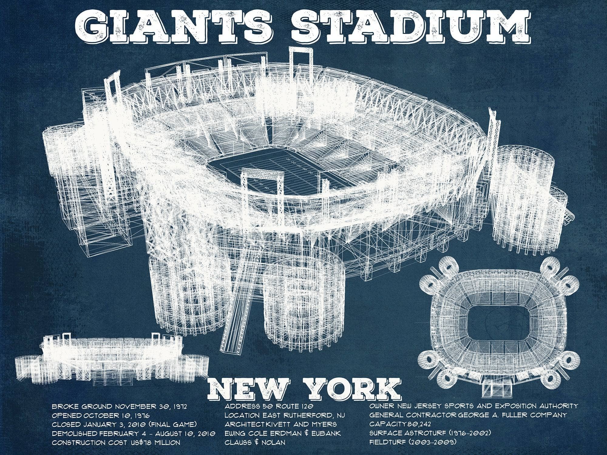 Cutler West Pro Football Collection 14" x 11" / Unframed Giants Stadium - The Meadowlands New York Vintage Print 731428206-TOP