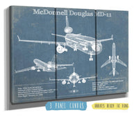 Cutler West McDonnell Douglas Collection 48" x 32" / 3 Panel Canvas Wrap McDonnell Douglas MD-11 Vintage Aviation Blueprint Print 896038797_17982