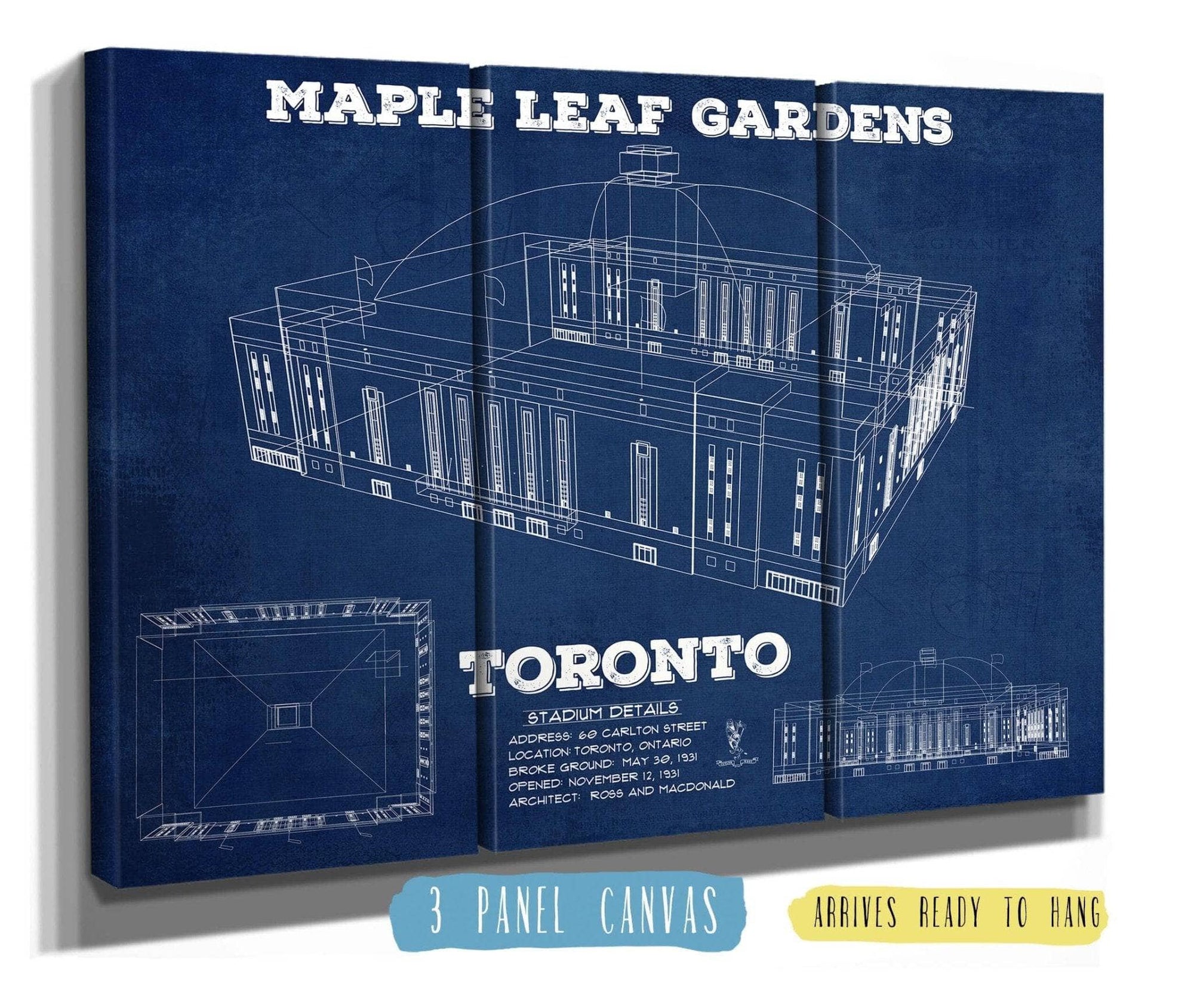 Cutler West 48" x 32" / 3 Panel Canvas Wrap Maple Leaf Gardens - Vintage NHL Hockey Print 784291932-TOP