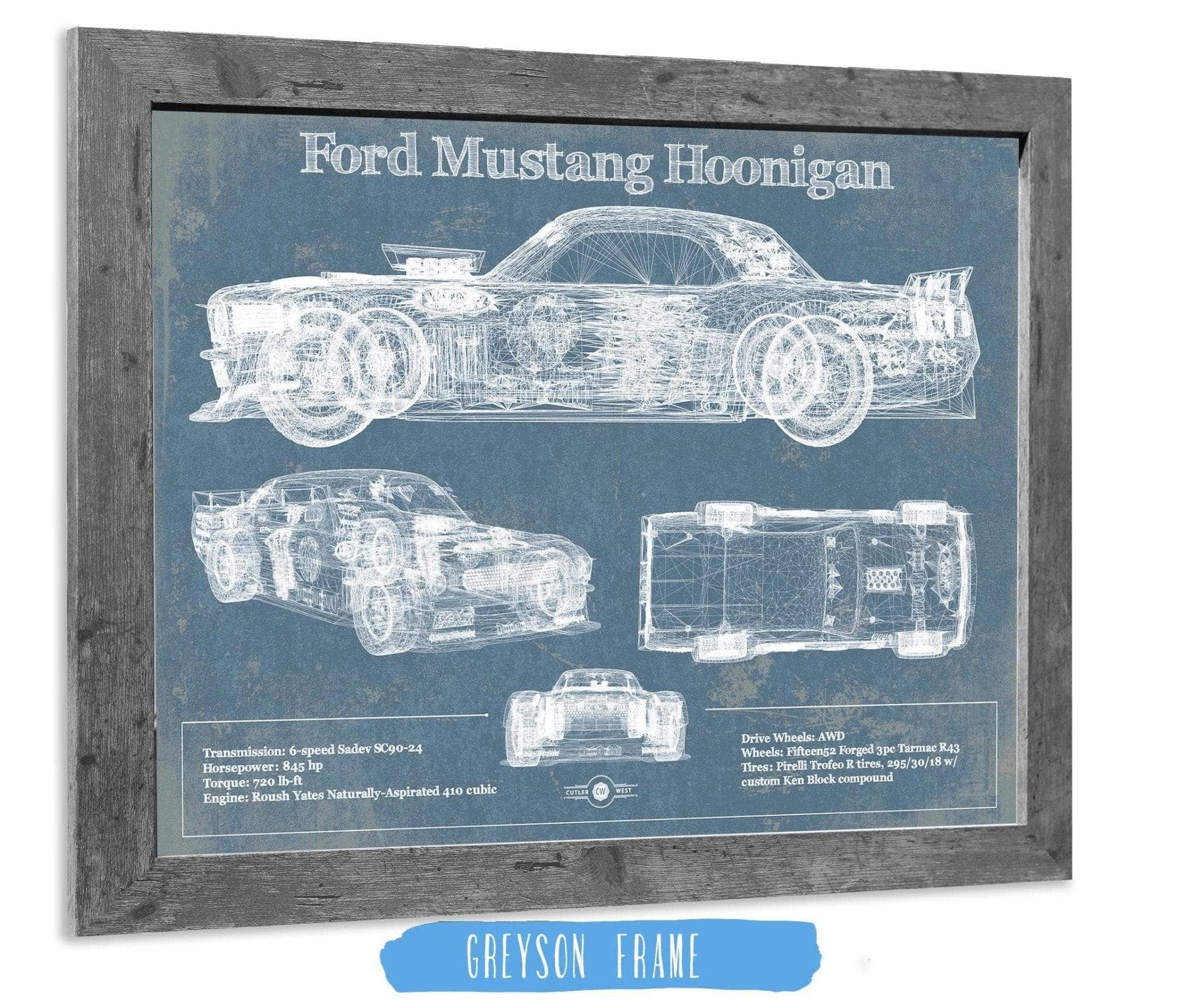 Cutler West Ford Collection Ford Mustang Hoonigan Vintage Blueprint Auto Print