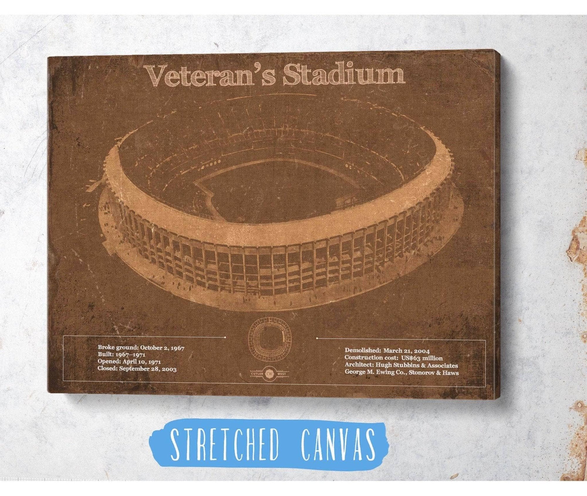 Cutler West Veteran's Stadium - Vintage Philly Stadium Team Art